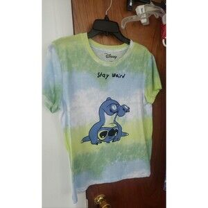 Lilo & Stitch Stitch Juniors-Womens Crew Neck Short Sleeve Graphic T-Shirt - S